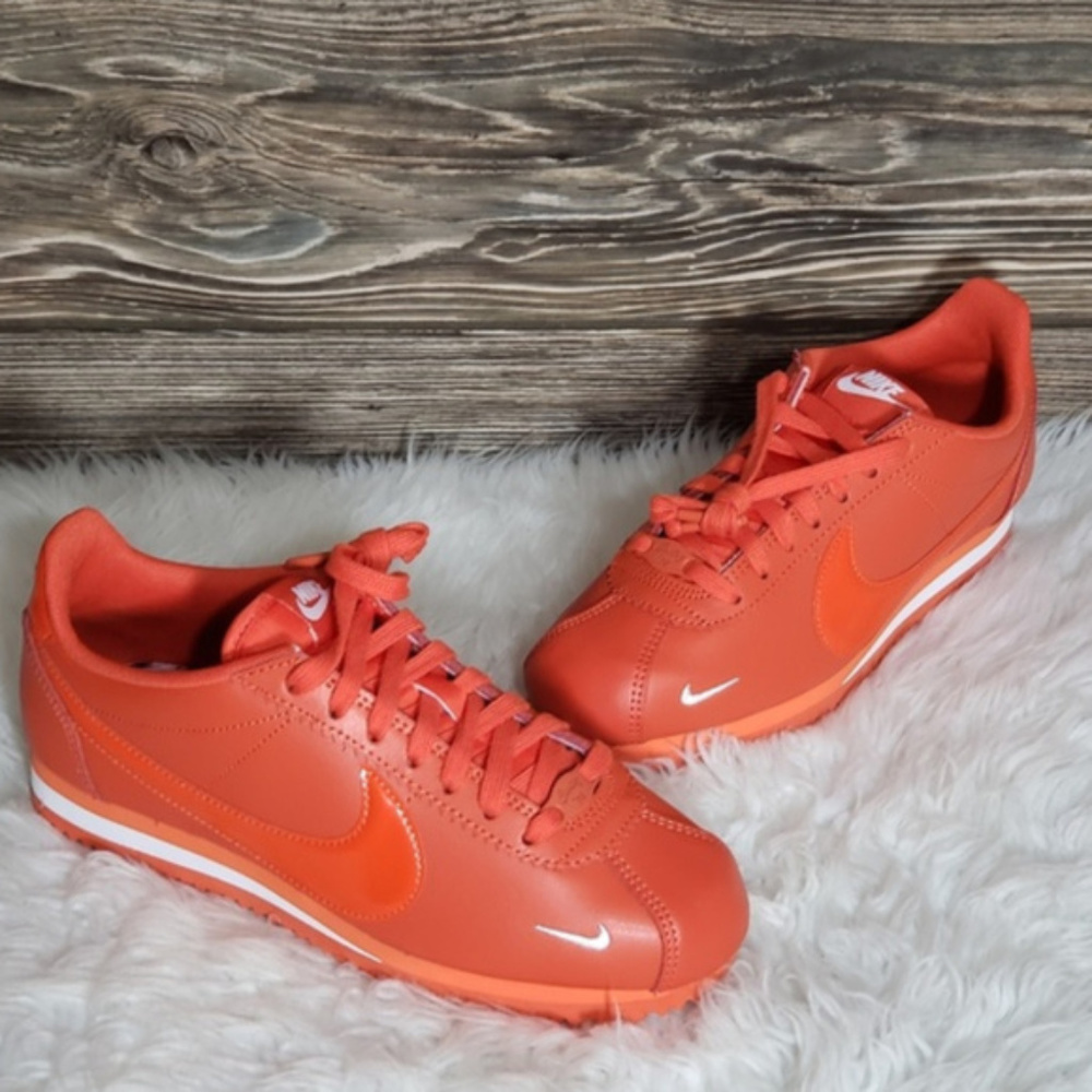 New Nike Classic Cortez PREM Orange Sneakers - Picture 2 of 7
